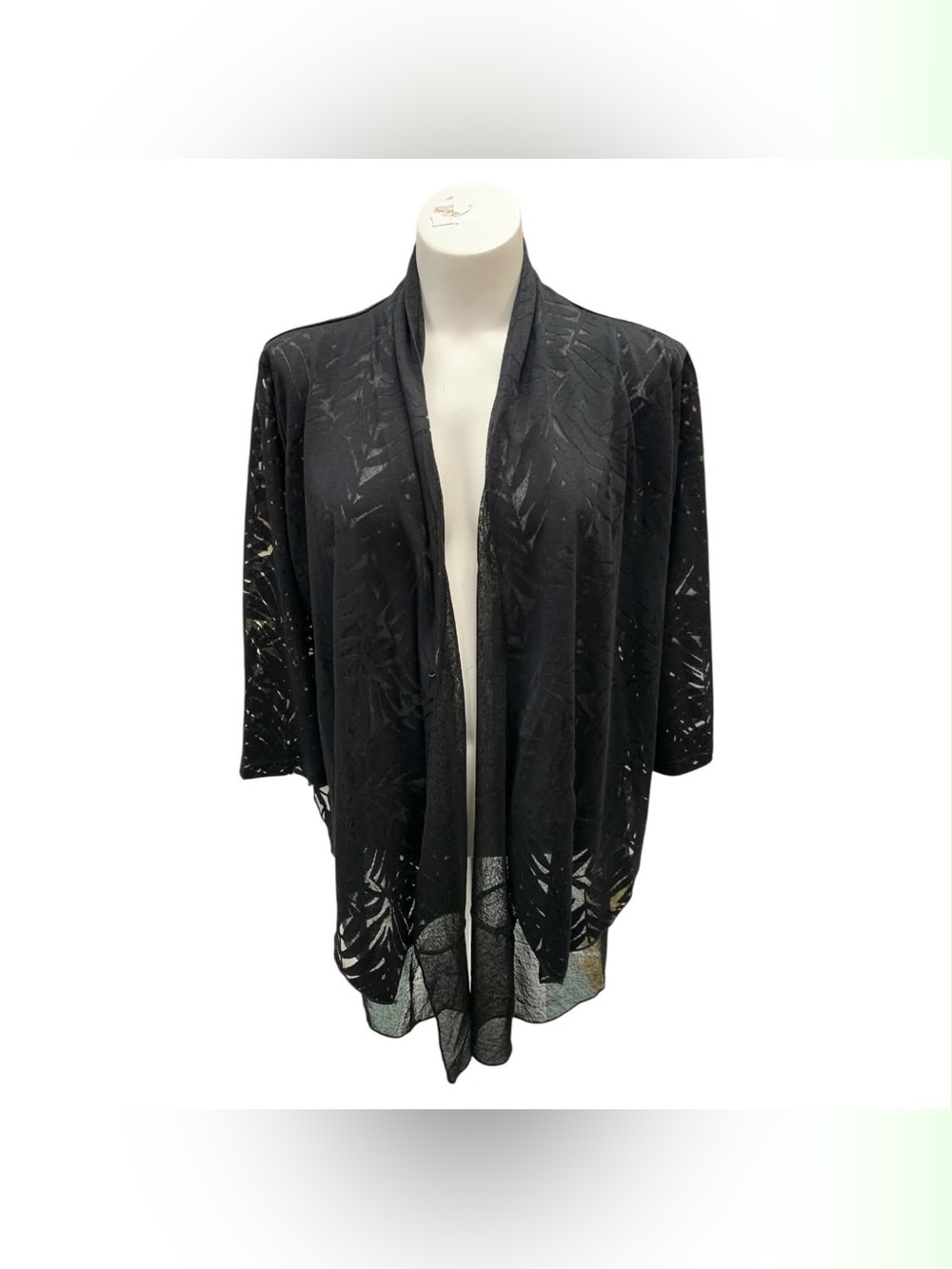 Creation NWT Black Open-Front Knit Cardigan Sweater Size L